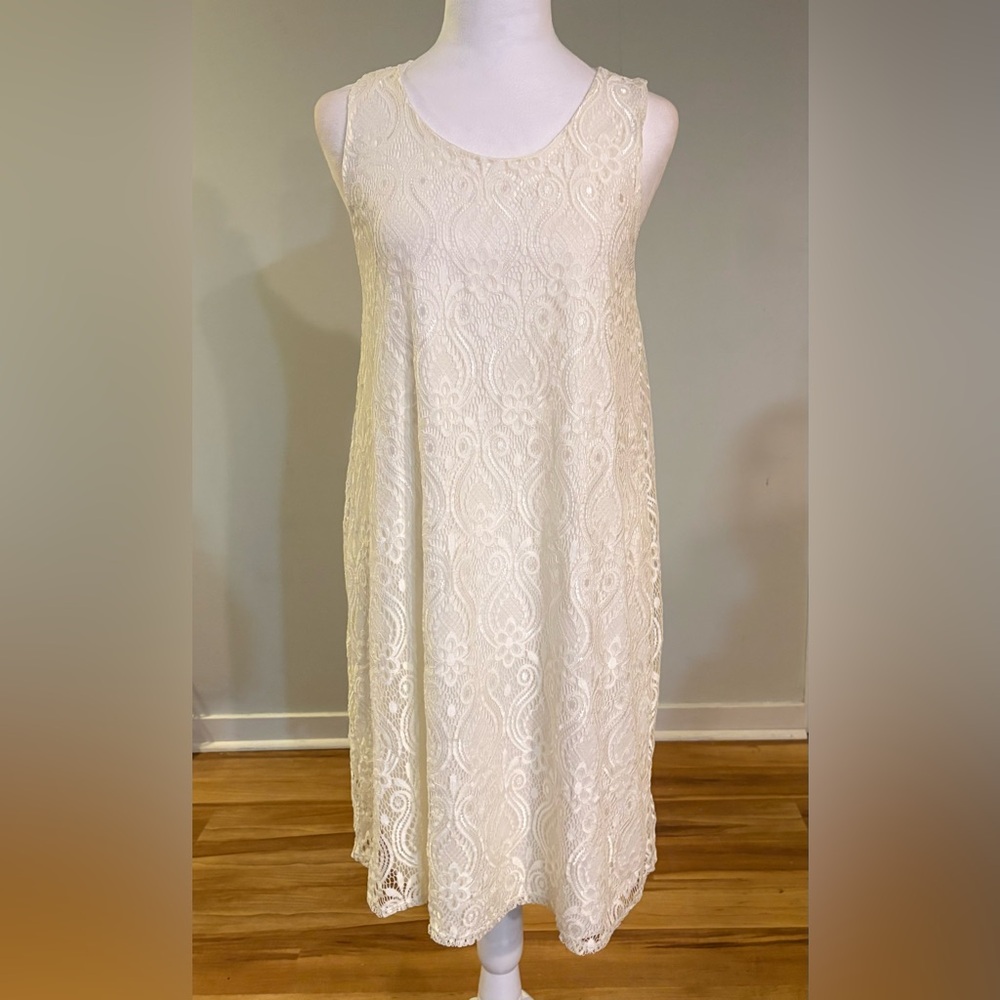 NWT, Pinkblush Maternity Dress, Cream Lace Sleeveless, Size S - Picture 1 of 8